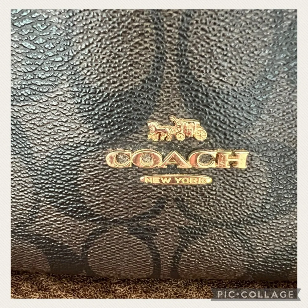 Used 1X Coach Walnut Brown/Black Pennie Signature Leather Crossbody Bag - Picture 9 of 11